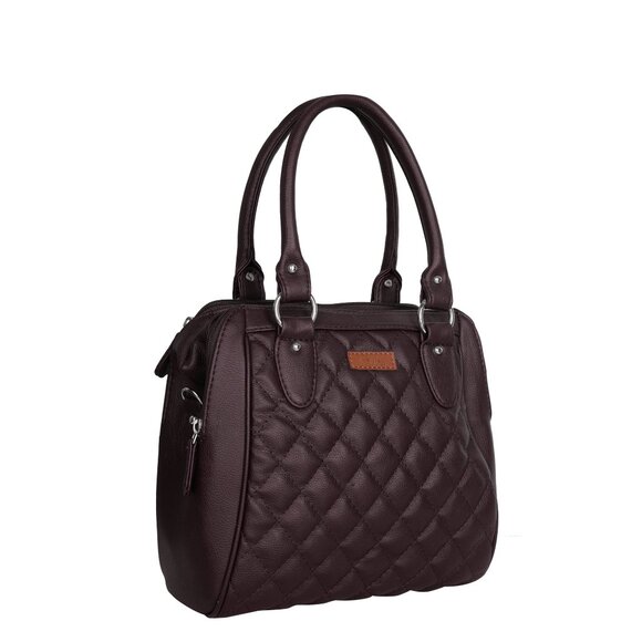 Vegan Leather Women’s Brown Handbag – Top Handle Satchel with Crossbody Strap - Picture 8 of 11